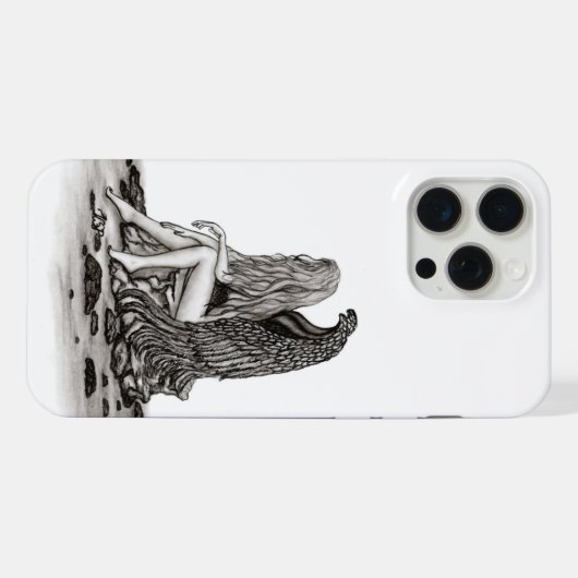 Angel , gedankenverloren , schwarz-weiß Design iPhone Hülle (Rückseite (Horizontal))