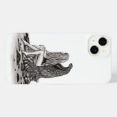 Angel , gedankenverloren , schwarz-weiß Design iPhone Hülle (Rückseite (Horizontal))