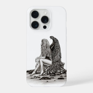 Angel , gedankenverloren , schwarz-weiß Design iPhone 15 Pro Hülle