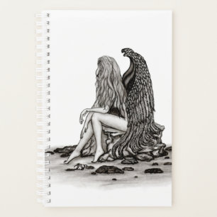 Angel , gedankenverloren , schwarz-weiß Design Planer