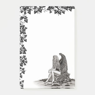 Angel , gedankenverloren , schwarz-weiß Design Post-it Klebezettel