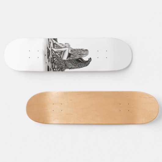 Angel , gedankenverloren , schwarz-weiß Design Skateboard (Horizontal)