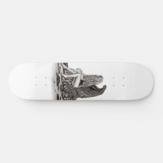 Angel , gedankenverloren , schwarz-weiß Design Skateboard (Horizontal)