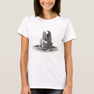 Angel , gedankenverloren , schwarz-weiß Design T-Shirt