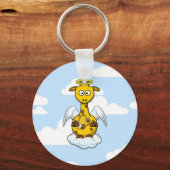 Angel Giraffe in Wolken Schlüsselanhänger (Vorderseite)