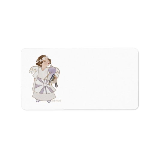 Angel Girl and Humming Bird Address Labels Adressaufkleber (Vorne)