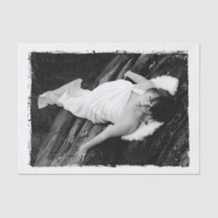 Angel Girl Black and White Schöne Vintage Kunst Seidenpapier