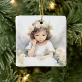 Angel-Girl mit Blume Keramikornament