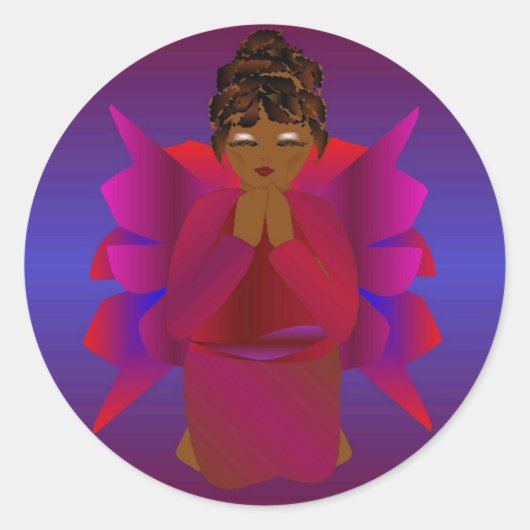 Angel Girl Runder Aufkleber (Vorderseite)