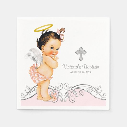 Angel Girl Taufe Christening Serviette (Vorderseite)