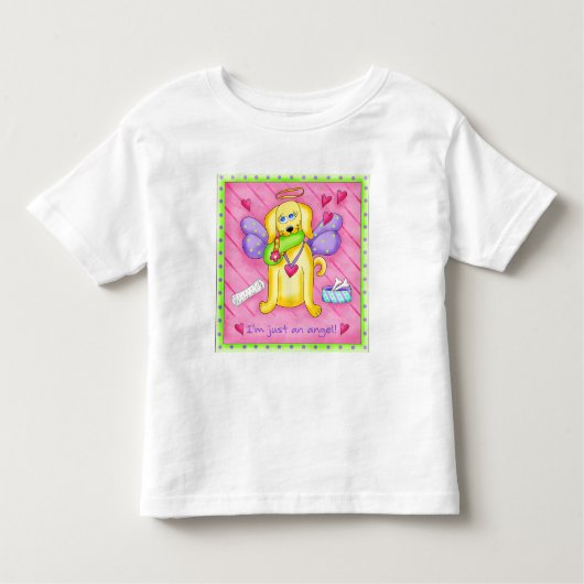 Angel Golden Yellow Dog mit Shoe Kleinkind T-shirt (Vorderseite)