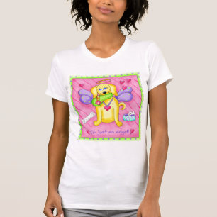 Angel Golden Yellow Dog mit Shoe T-Shirt
