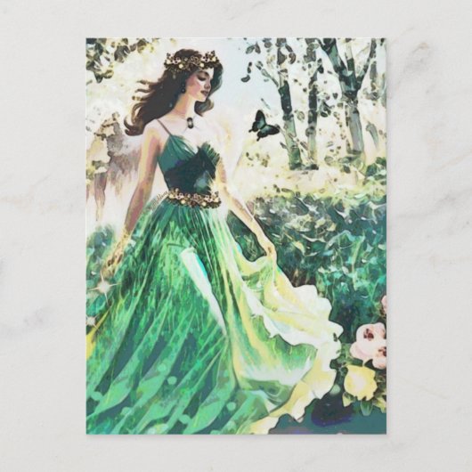 Angel Green Healing Nature Watercolor Art Note Postkarte (Vorderseite)