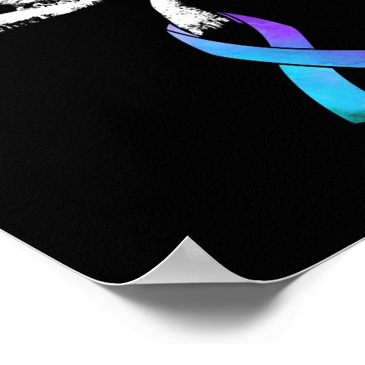 Angel hält Aquamarine Lila Ribbon-Suizidprävention Poster (Ecke)