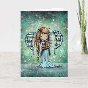 Angel hält Fauna Weihnachten Feiertag Karte