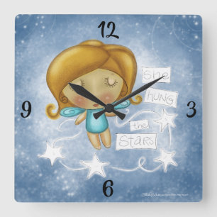 Angel Hangs the Stars Quadratische Wanduhr