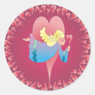 ANGEL HEARPS von SHARON SHARPE Runder Aufkleber