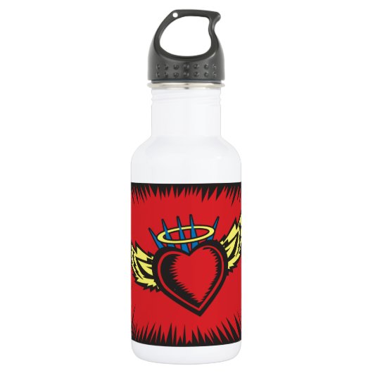 Angel Heart mit Grenzen Edelstahlflasche (Vorderseite)