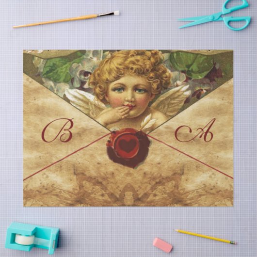 ANGEL HEART RED WAX SIEGEL PARCHSYSTEM SEIDENPAPIER (Basteln)