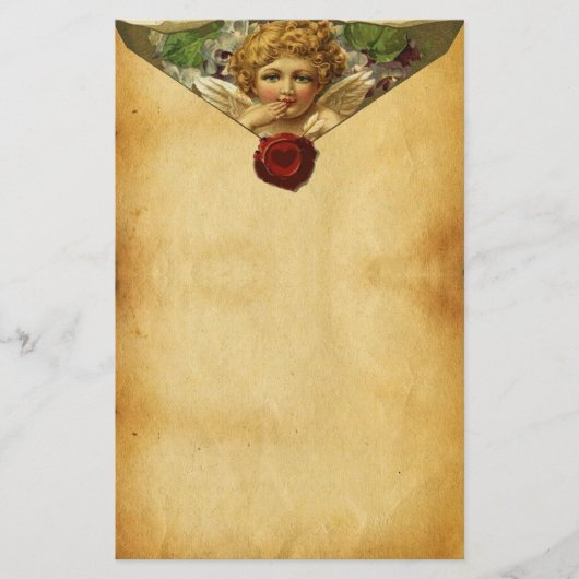 ANGEL HEART RED WAX SIEGEL, VALENTINE'S DAY PARCHM BRIEFPAPIER (Vorderseite)