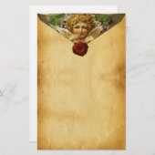 ANGEL HEART RED WAX SIEGEL, VALENTINE'S DAY PARCHM BRIEFPAPIER (Vorne/Hinten)