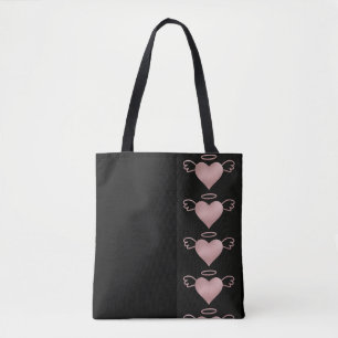 Angel Heart Tote Beutel Schwarz-Rosa Tasche