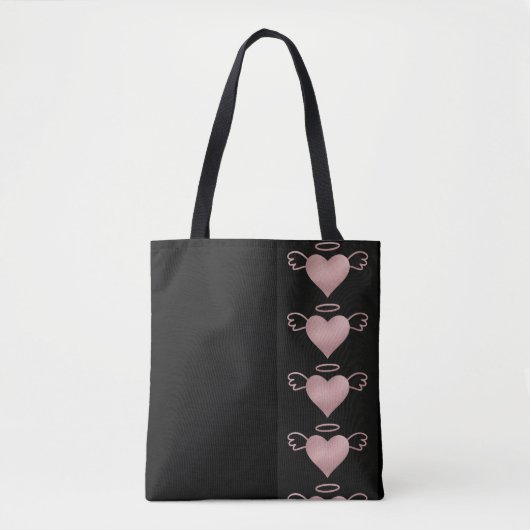 Angel Heart Tote Beutel Schwarz-Rosa Tasche (Vorderseite)