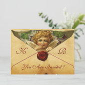 ANGEL HEART WAX SIEGEL PARCHMENT MONOGRAM EINLADUNG (Stehend Vorderseite)