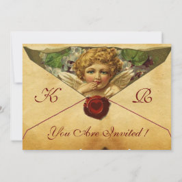 ANGEL HEART WAX SIEGEL PARCHMENT MONOGRAM EINLADUNG