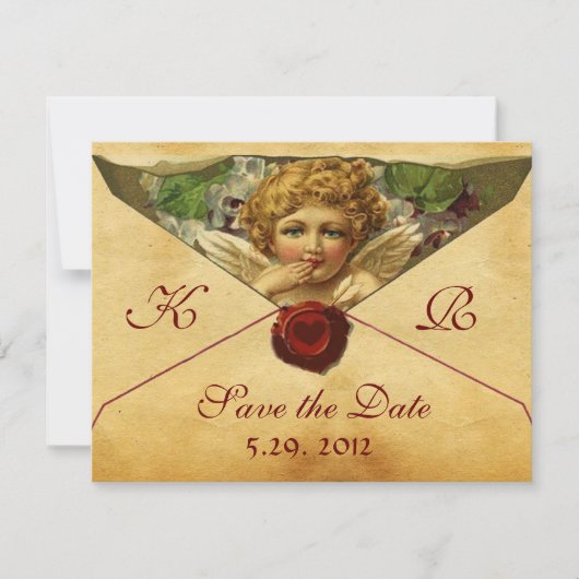 ANGEL HEART WAX SIEGEL PARCHMENT MONOGRAM EINLADUNG (Vorderseite)