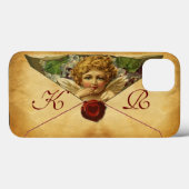 ANGEL HEART WAX SIEGEL PARCHMENT Monogramm Case-Mate iPhone Hülle (Rückseite (Horizontal))