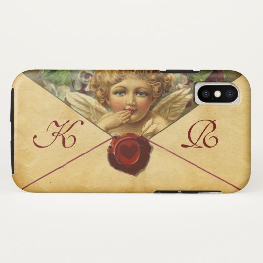 ANGEL HEART WAX SIEGEL PARCHMENT Monogramm Case-Mate iPhone Hülle (Rückseite (Horizontal))