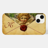 ANGEL HEART WAX SIEGEL PARCHMENT Monogramm Case-Mate iPhone Hülle (Rückseite (Horizontal))
