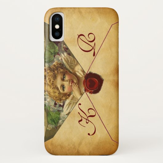ANGEL HEART WAX SIEGEL PARCHMENT Monogramm Case-Mate iPhone Hülle (Rückseite)
