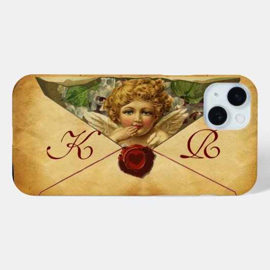 ANGEL HEART WAX SIEGEL PARCHMENT Monogramm Case-Mate iPhone Hülle (Rückseite (Horizontal))