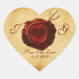 ANGEL HEART WAX SIEGEL PARCHMENT Monogramm Herz-Aufkleber