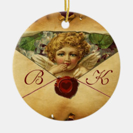 ANGEL HEART WAX SIEGEL PARCHMENT Monogramm Keramik Ornament