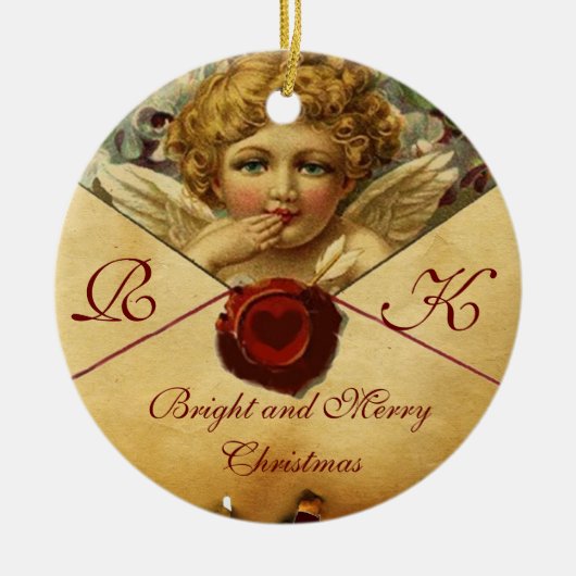ANGEL HEART WAX SIEGEL PARCHMENT Monogramm Keramikornament (Vorne)