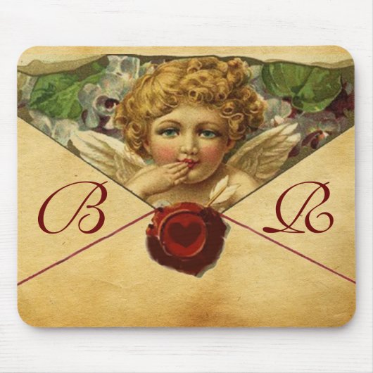 ANGEL HEART WAX SIEGEL PARCHMENT Monogramm Mousepad (Vorne)