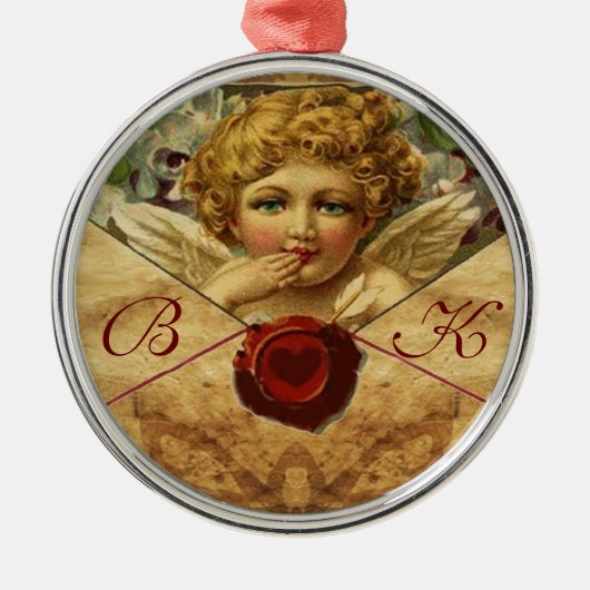ANGEL HEART WAX SIEGEL PARCHMENT Monogramm Silbernes Ornament (Vorne)