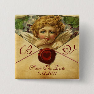 ANGEL HEART WAX SIEGEL PARCHMENT SAVE THE DATE BUTTON