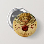 ANGEL HEART WAX SIEGEL PARCHMENT SAVE THE DATE BUTTON (Vorne & Hinten)