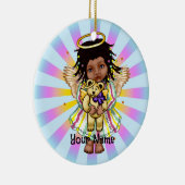 Angel Holding Bear Keramik Ornament (Rechts)