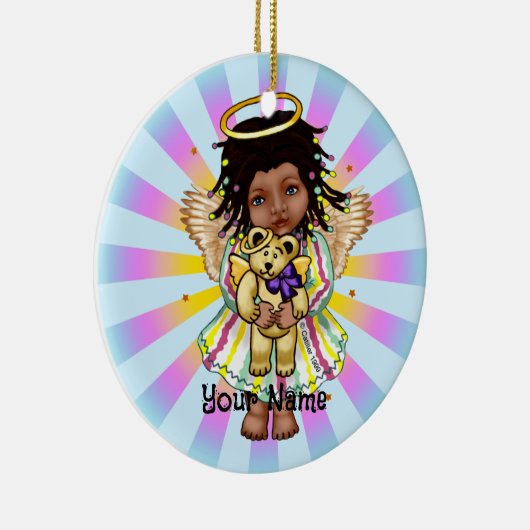 Angel Holding Bear Keramik Ornament (Rechts)