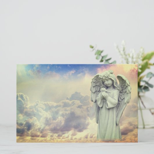 Angel Holding-Blume Briefpapier (Stehend Vorderseite)