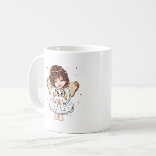 Angel Holding Cat Kaffeetasse (Vorderseite Links)