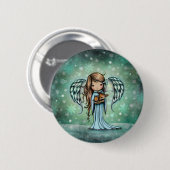 Angel Holding Fawn Illustriert Art Button (Vorne & Hinten)