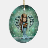 Angel Holding Fawn Illustriert Art Keramik Ornament (Rechts)