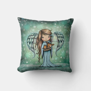 Angel Holding Fawn Illustriert Art Kissen