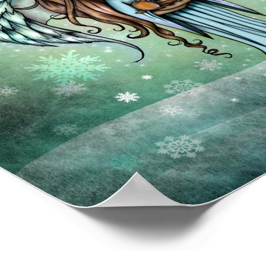 Angel Holding Fawn Illustriert Art Poster (Ecke)